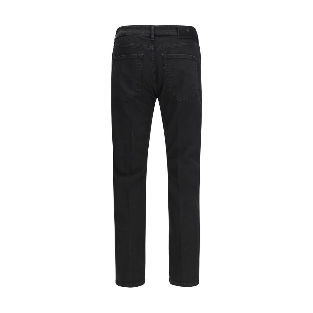 PT Torino Black Cotton Tapered Jeans PT Torino