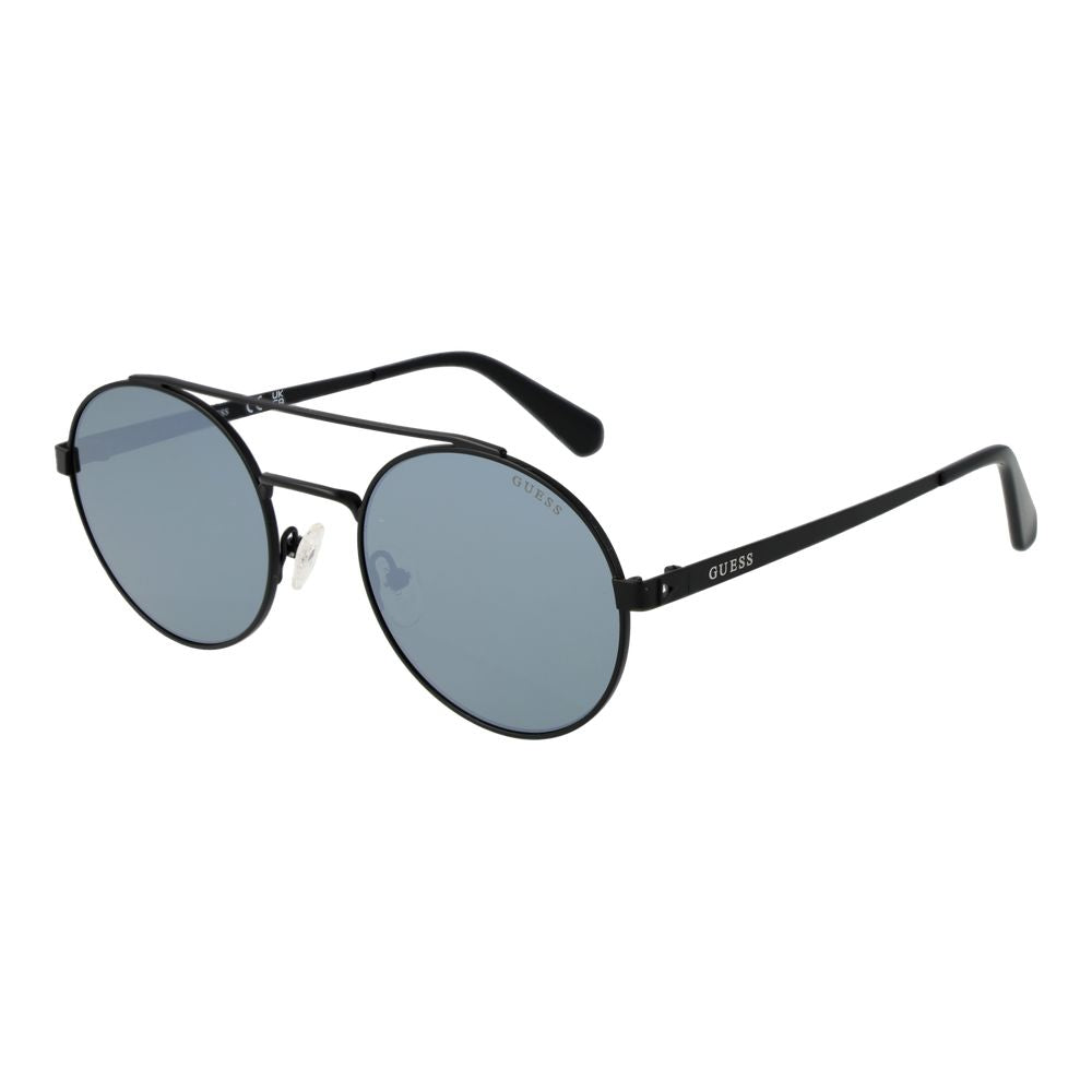 Guess black metal sunglasses with round frames and dark lenses, stylish and durable for everyday wear.