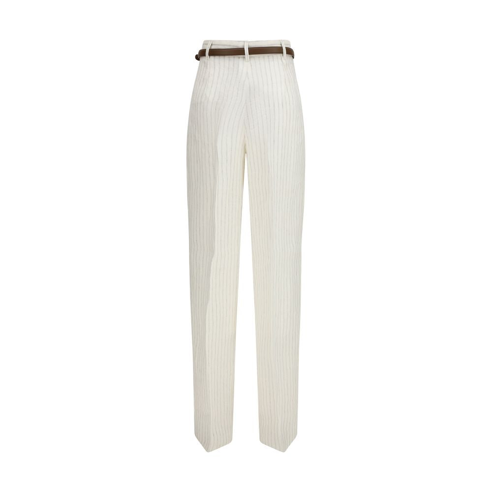 Max Mara Beige Linen Casual Pants Max Mara