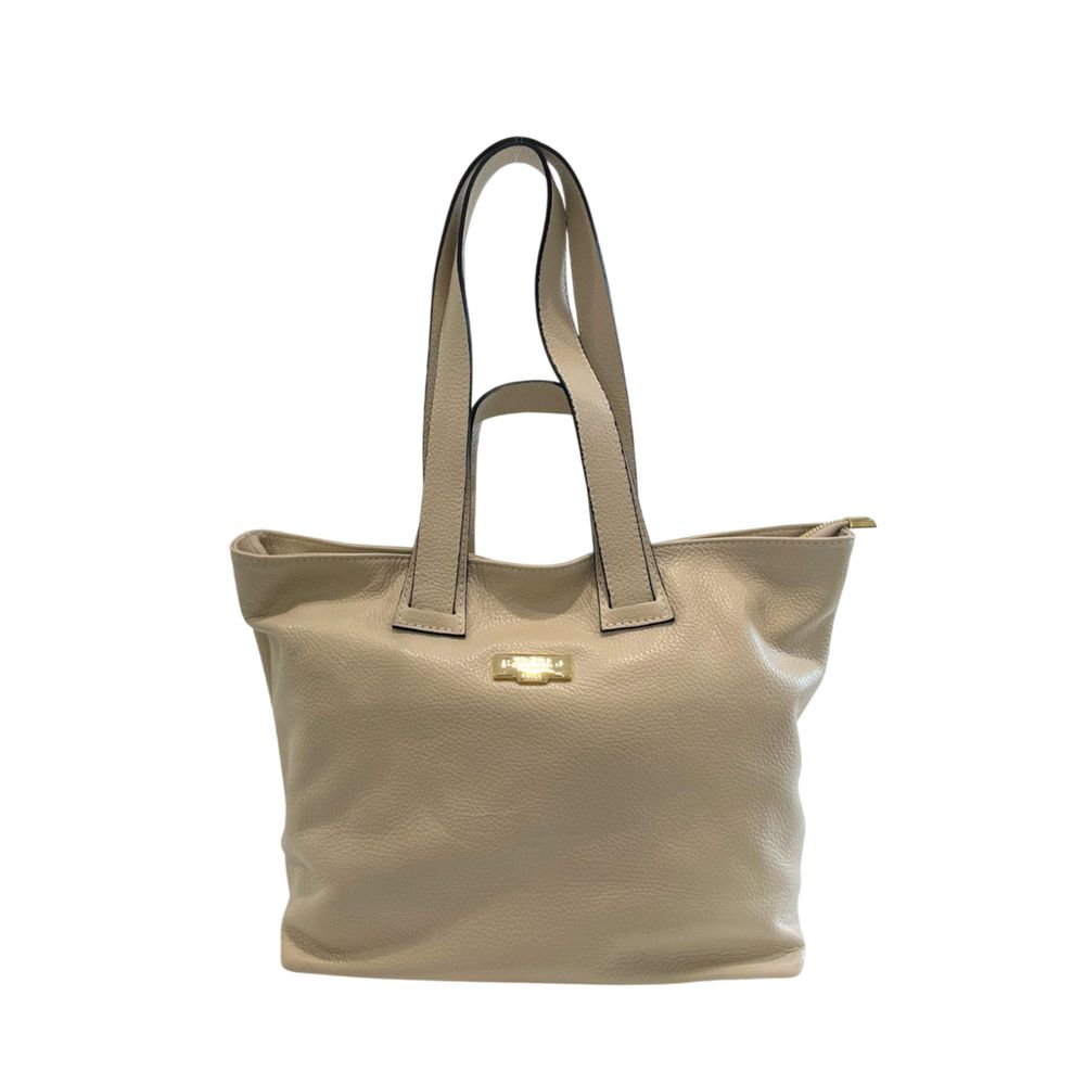 Baldinini Trend Beige Cowhide Clutch Bag Baldinini Trend