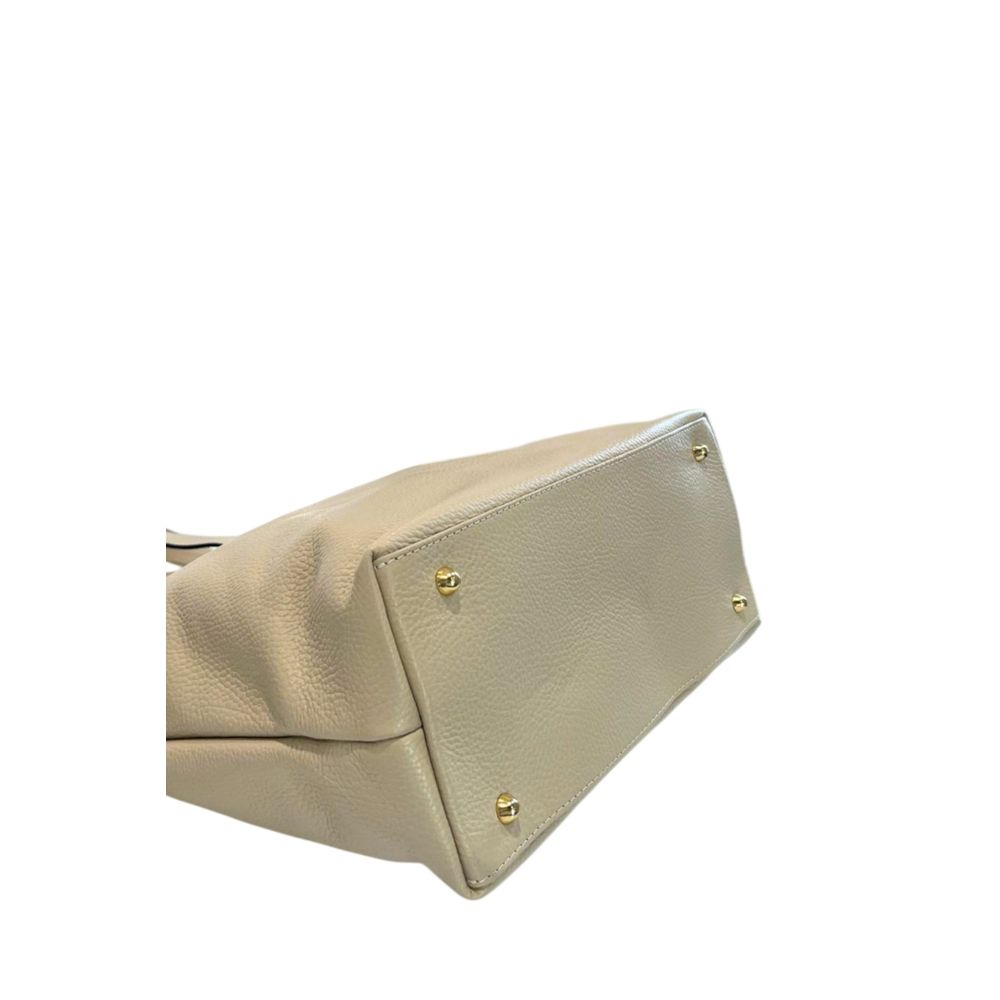 Baldinini Trend Beige Cowhide Clutch Bag Baldinini Trend