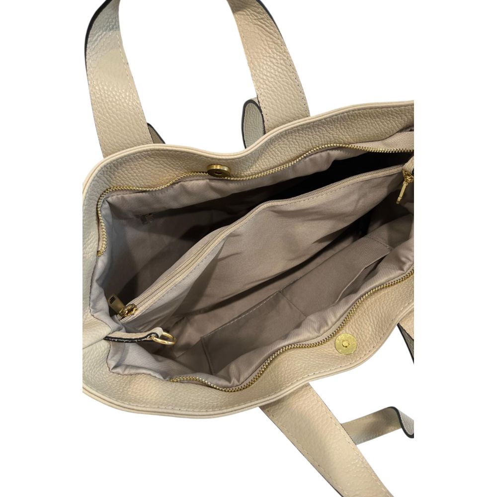 Baldinini Trend Beige Cowhide Clutch Bag Baldinini Trend