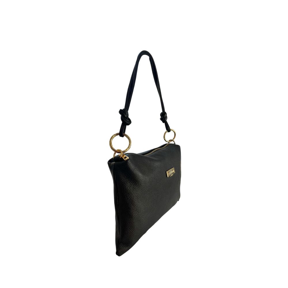 Baldinini Trend Black Cowhide Clutch Bag Baldinini Trend