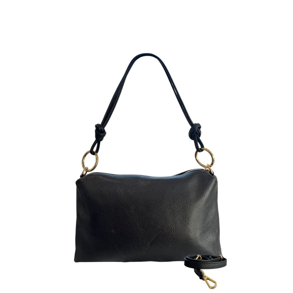 Baldinini Trend Black Cowhide Clutch Bag Baldinini Trend