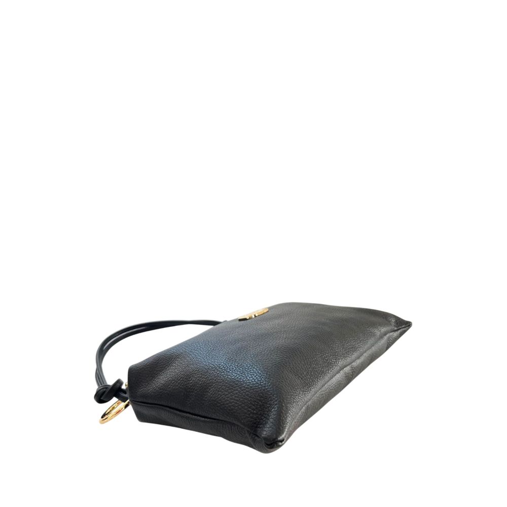 Baldinini Trend Black Cowhide Clutch Bag Baldinini Trend