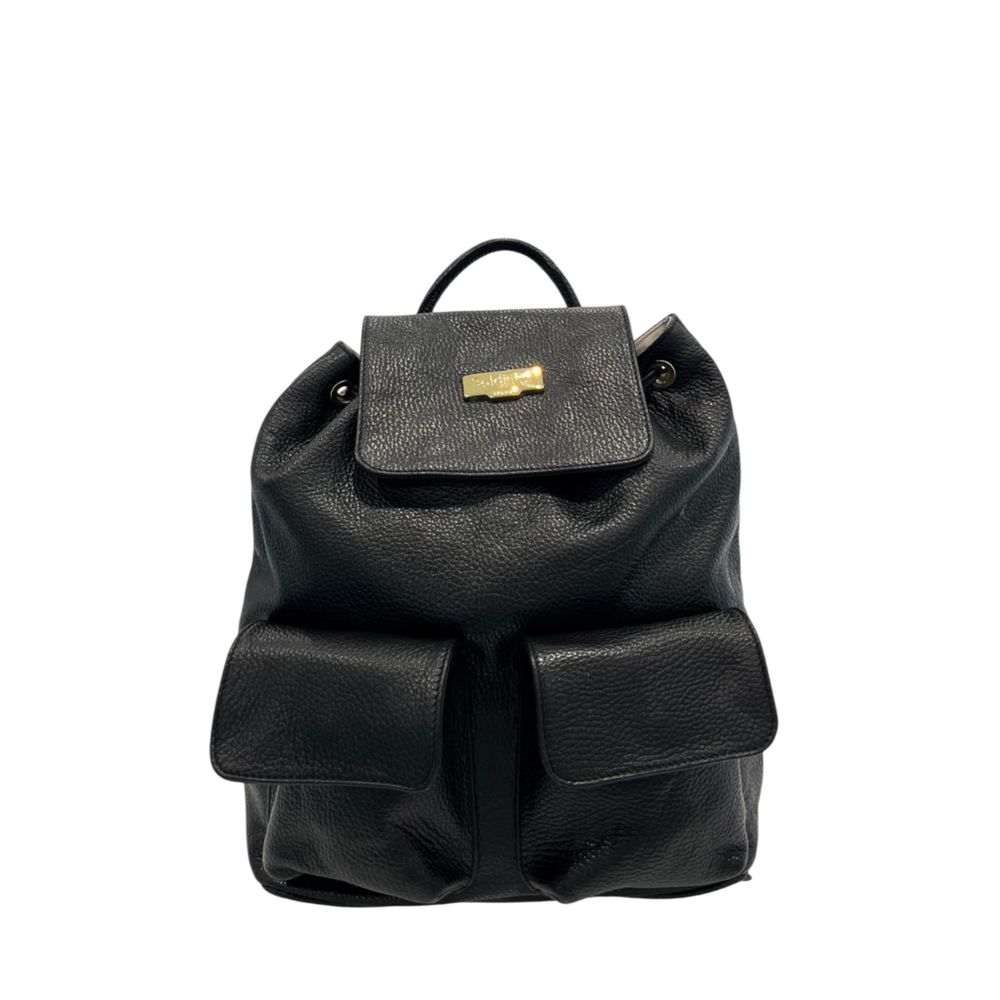 Baldinini Trend Black Cowhide Backpack