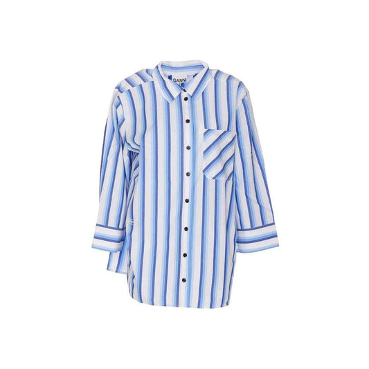 Ganni Blue Cotton Pattern Shirt Ganni