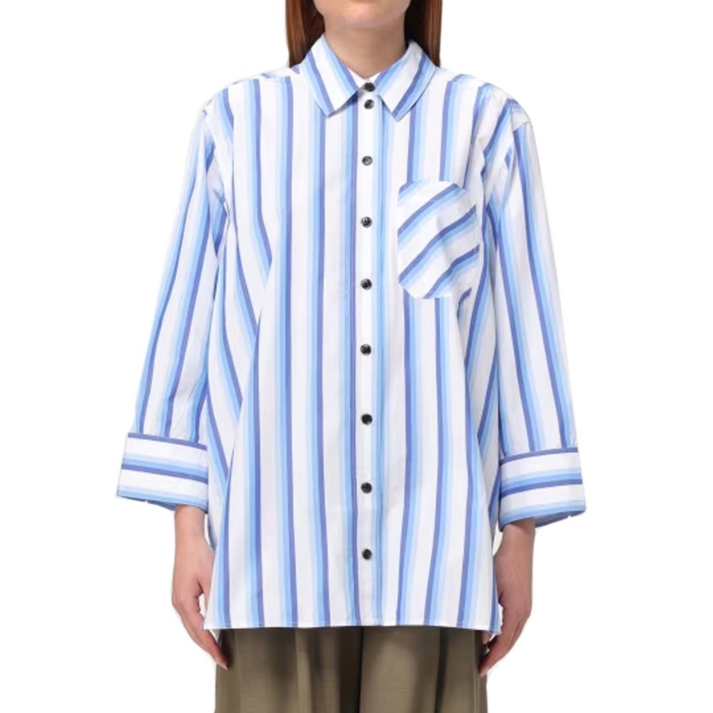 Ganni Blue Cotton Pattern Shirt Ganni