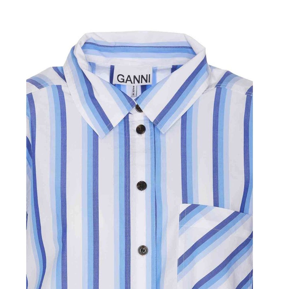 Ganni Blue Cotton Pattern Shirt Ganni