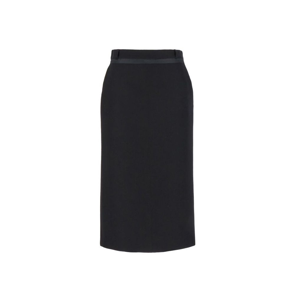 Fendi Black Virgin Wool Long Skirt Fendi