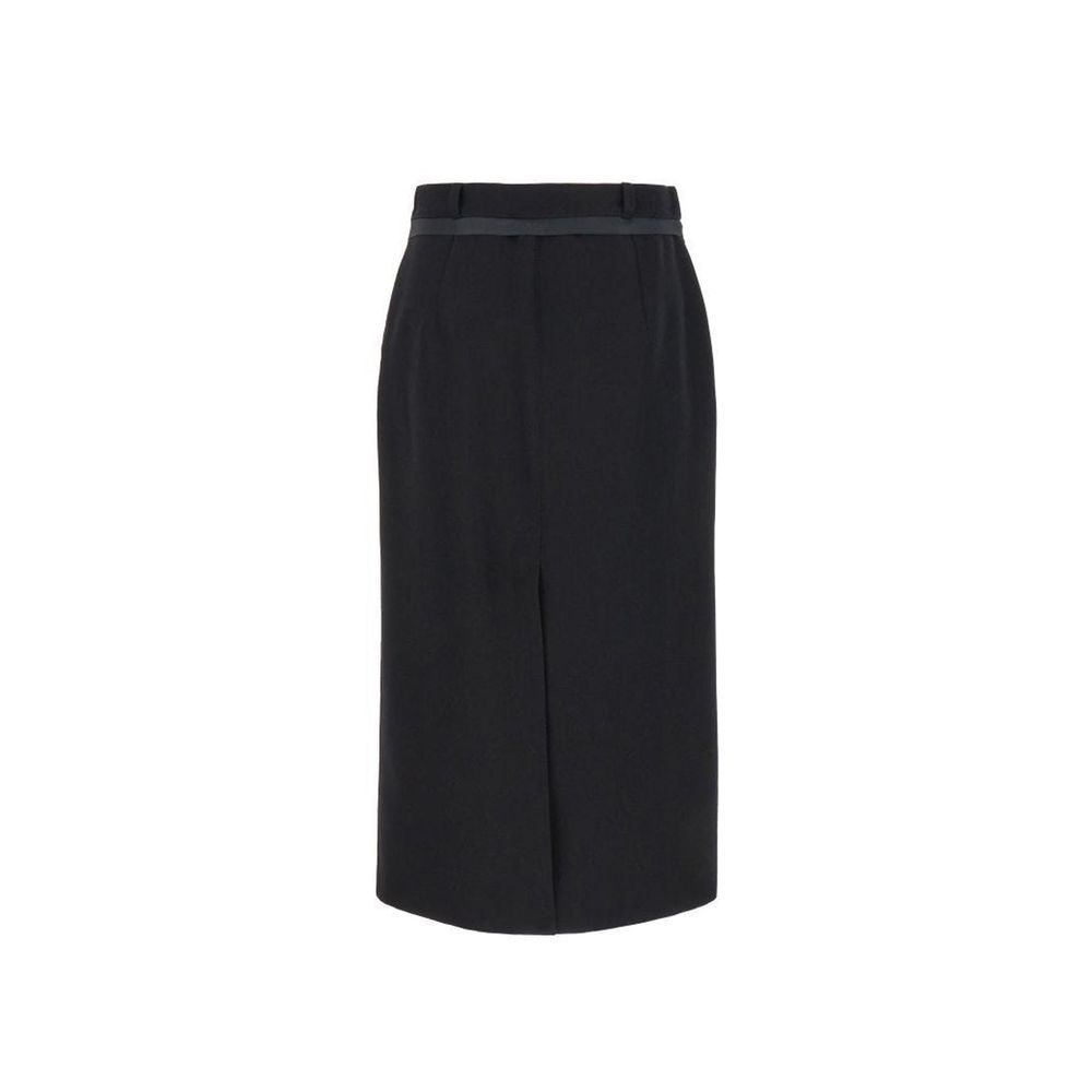 Fendi Black Virgin Wool Long Skirt Fendi