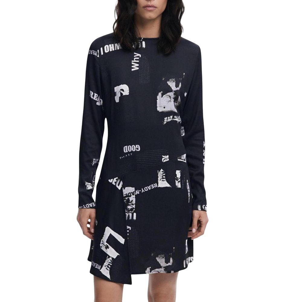 Desigual Black Viscose Short Dress Desigual