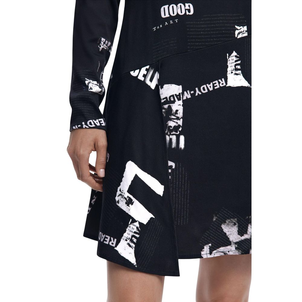 Desigual Black Viscose Short Dress Desigual