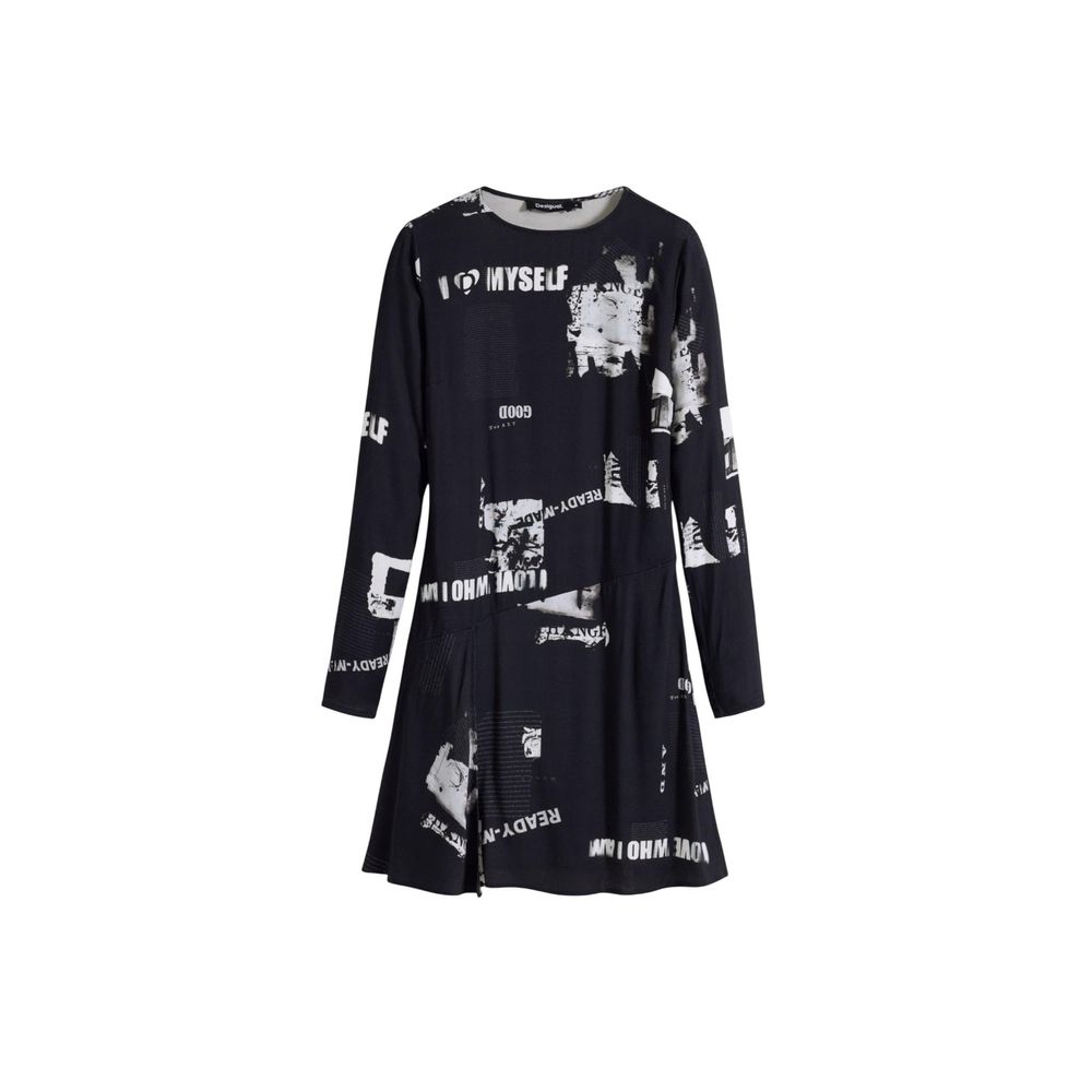 Desigual Black Viscose Short Dress Desigual