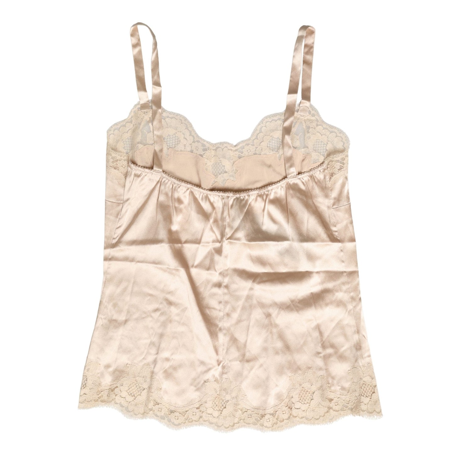Dolce & Gabbana Beige Lace Silk Satin Tank Lingerie Sleepwear
