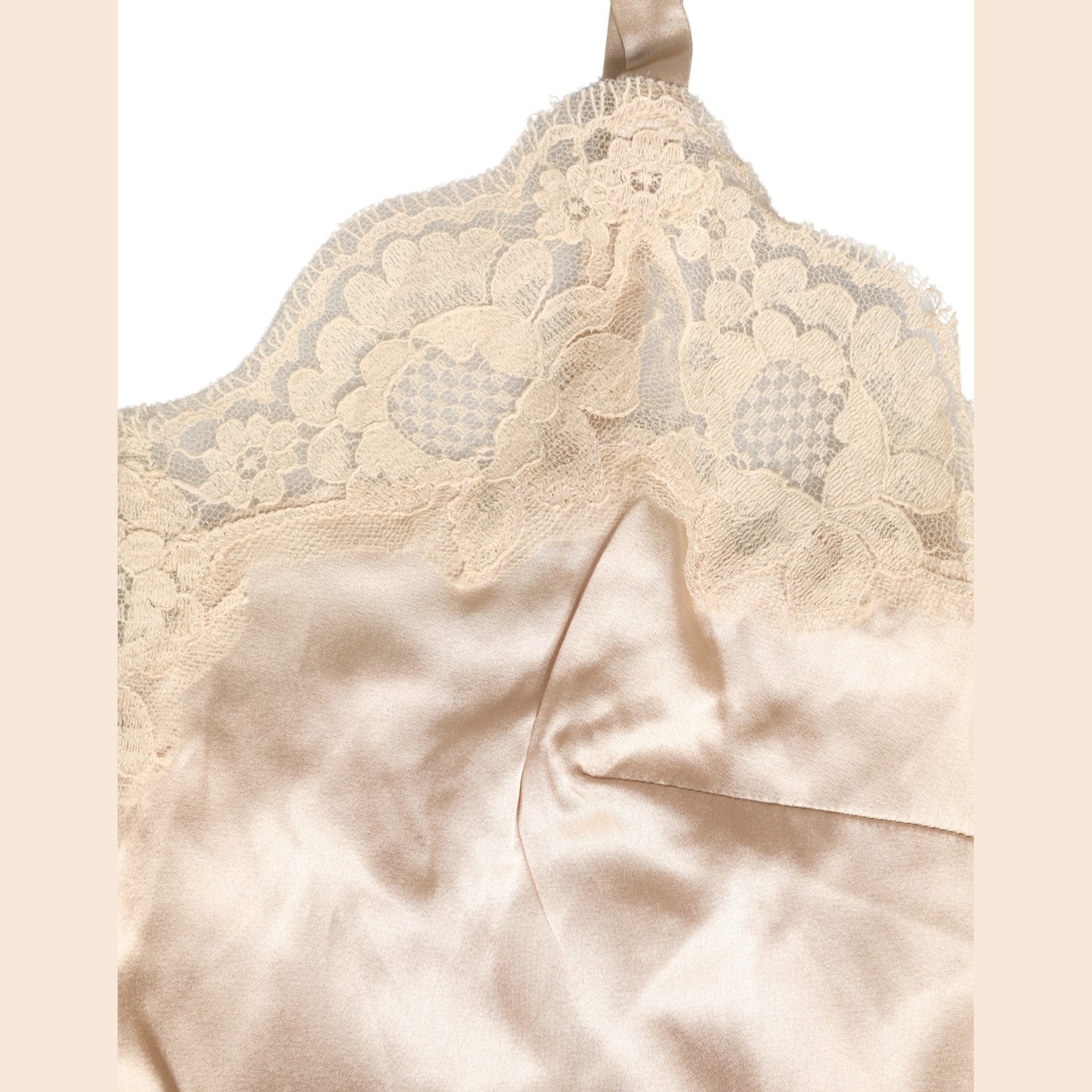 Dolce & Gabbana Beige Lace Silk Satin Tank Lingerie Sleepwear