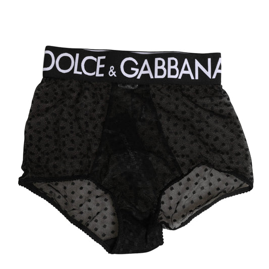 Dolce & Gabbana Black Logo Girdle High Waist Panty Underwear