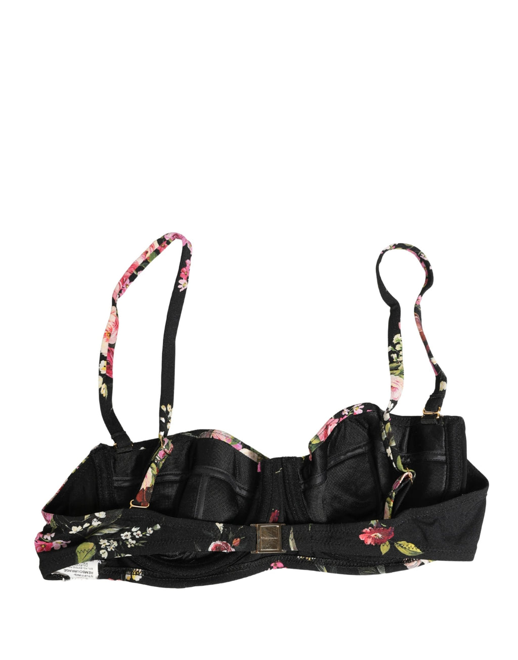 Dolce & Gabbana black floral padded balconnet bra with delicate embroidery and supportive underwire for elegant lingerie.