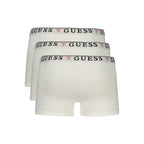 White cotton men's boxer briefs by Guess Jeans featuring a comfortable fit and branded elastic waistband.