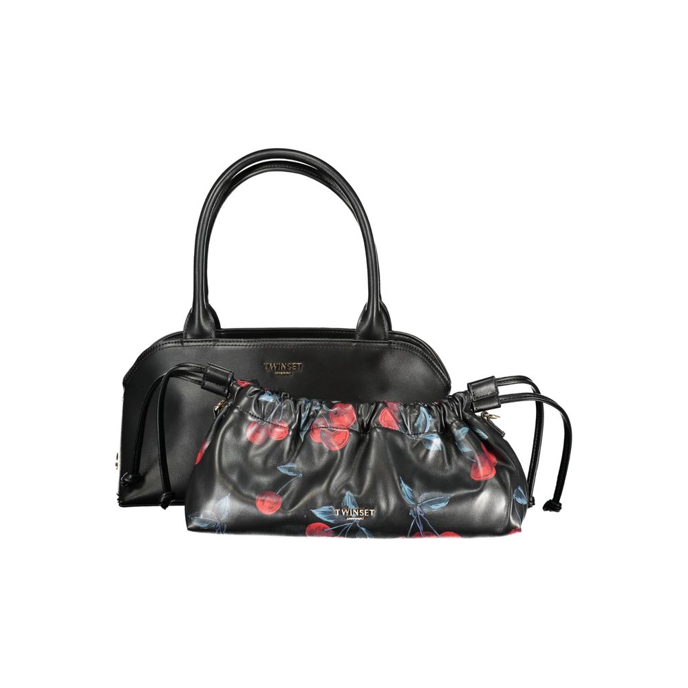 Black Twinset polyurethane women's bag with sleek design and structured shape, perfect for stylish everyday use.