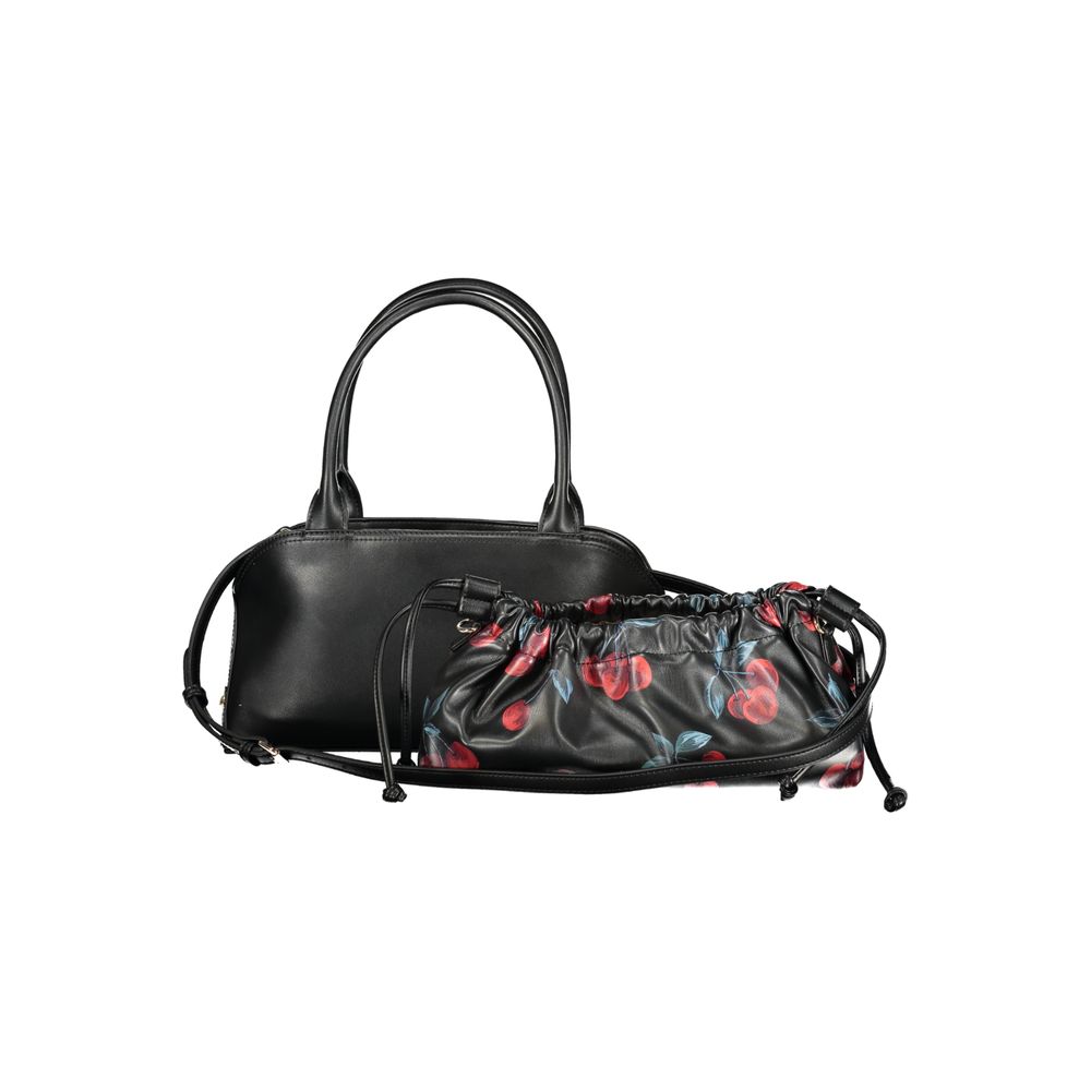 Black Twinset polyurethane women's bag with sleek design and structured shape, featuring a top handle and minimalistic style.