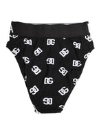 Dolce & Gabbana White Black Logo Waistband Midi Brief Underwear