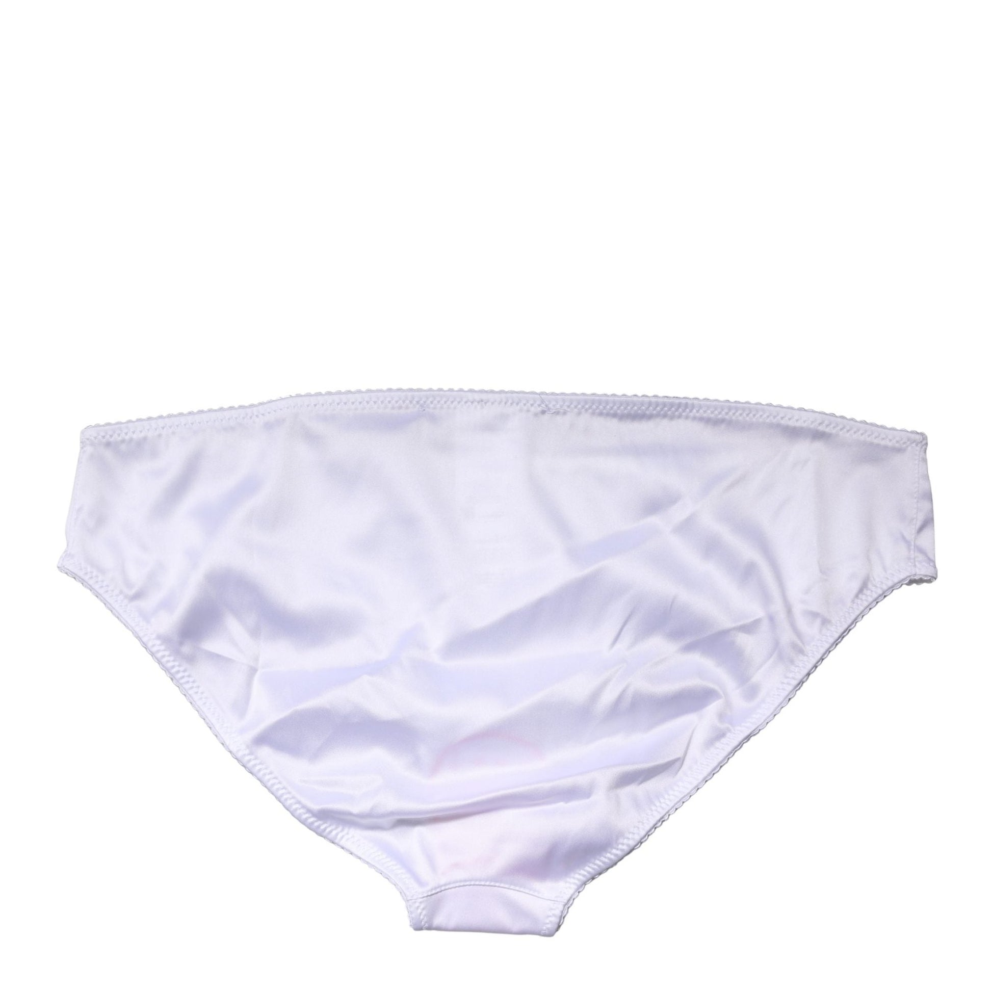 Dolce & Gabbana White Silk Stretch Mid Waist Brief Panty Underwear