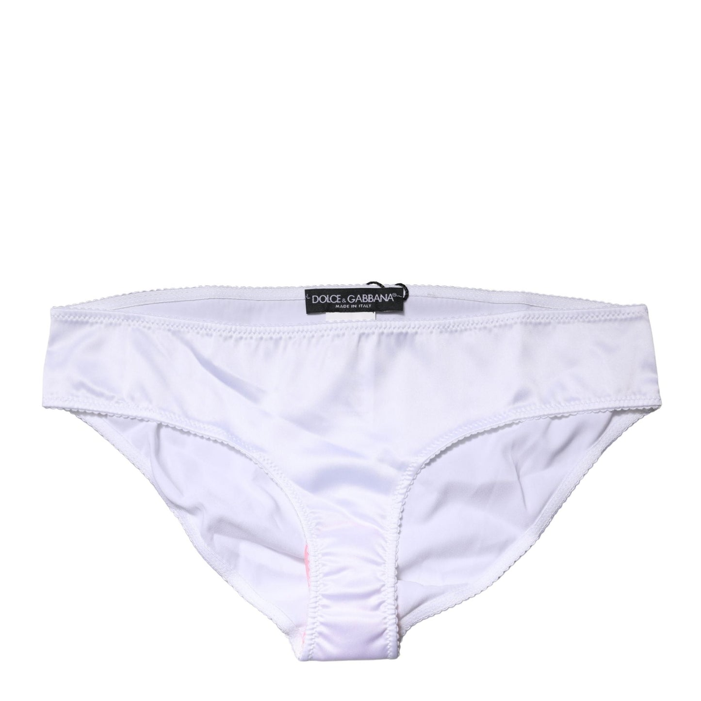 Dolce & Gabbana White Silk Stretch Mid Waist Brief Panty Underwear