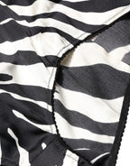 Dolce & Gabbana Black White Zebra High Waist Girdle Panty Underwear - Eljoys Fashion 