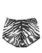 Dolce & Gabbana Black White Zebra High Waist Girdle Panty Underwear - Eljoys Fashion 