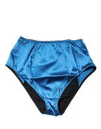 Dolce & Gabbana Blue Silk Blend High Waist Girdle Panty Underwear - Eljoys Fashion 