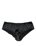 Dolce & Gabbana Black Silk Stretch Mid Waist Brief Panty Underwear