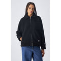Champion black polyester full-length jacket with a front zipper and ribbed cuffs, ideal for casual wear.