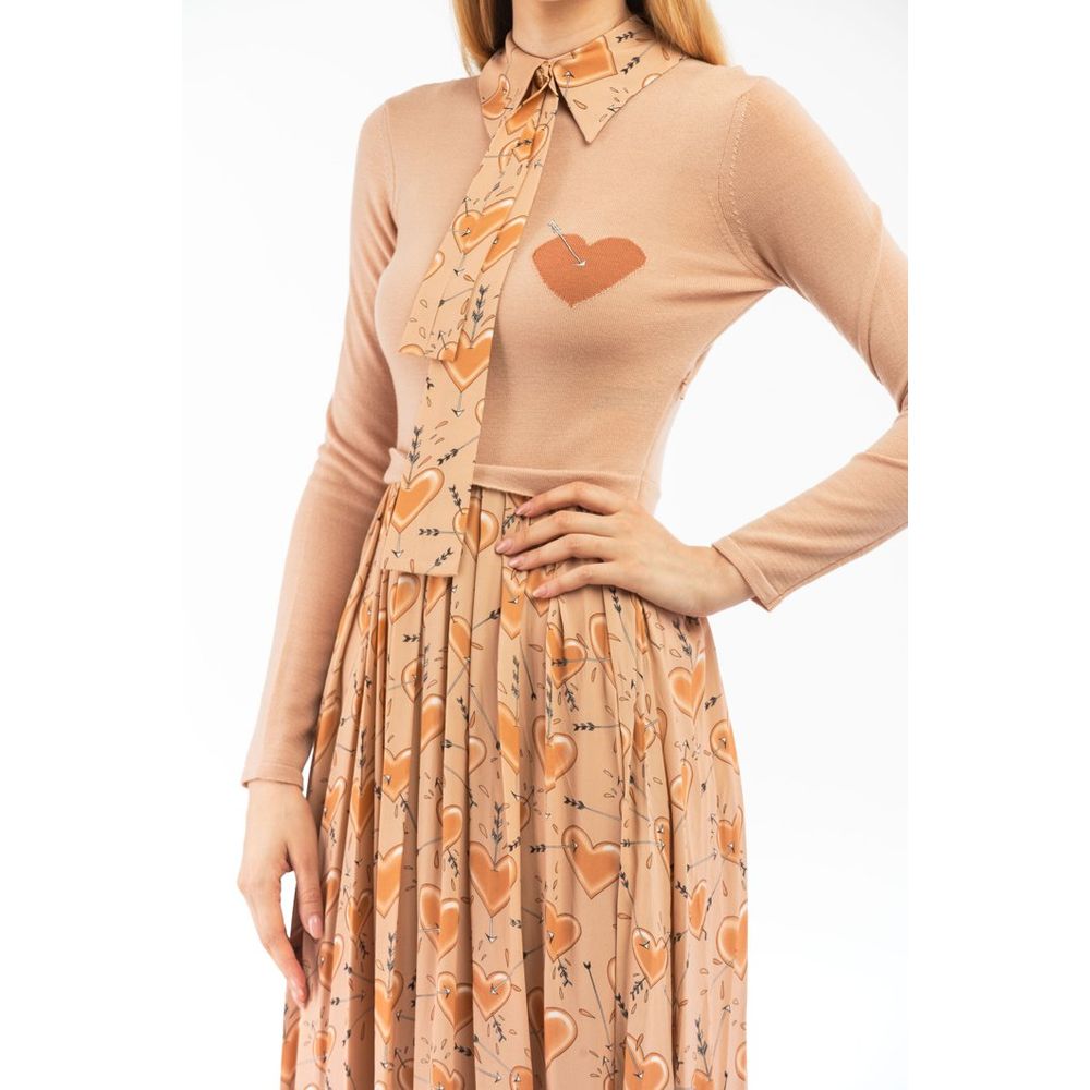 Elisabetta Franchi Beige Wool Casual Dress - Eljoys Fashion 