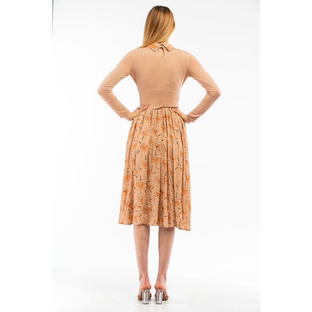 Elisabetta Franchi Beige Wool Casual Dress - Eljoys Fashion 