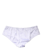 Dolce & Gabbana White Silk Stretch Mid Waist Brief Panty Underwear