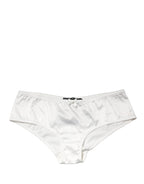 Dolce & Gabbana White Silk Stretch Mid Waist Brief Panty Underwear