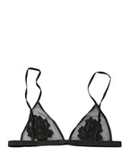 Dolce & Gabbana Black Floral Soft Cup Triangle Bra Underwear - Eljoys Fashion 