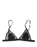 Dolce & Gabbana Black Floral Soft Cup Triangle Bra Underwear - Eljoys Fashion 