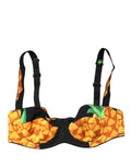 Dolce & Gabbana Black Pineapple Silk Balconette Bra Underwear - Eljoys Fashion 