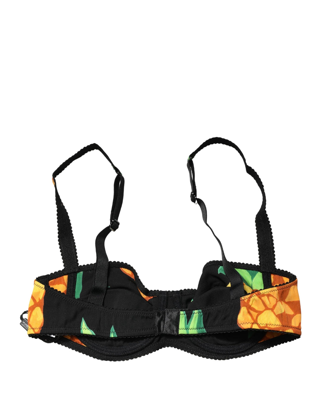 Dolce & Gabbana Black Pineapple Silk Balconette Bra Underwear - Eljoys Fashion 