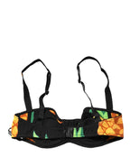 Dolce & Gabbana Black Pineapple Silk Balconette Bra Underwear - Eljoys Fashion 