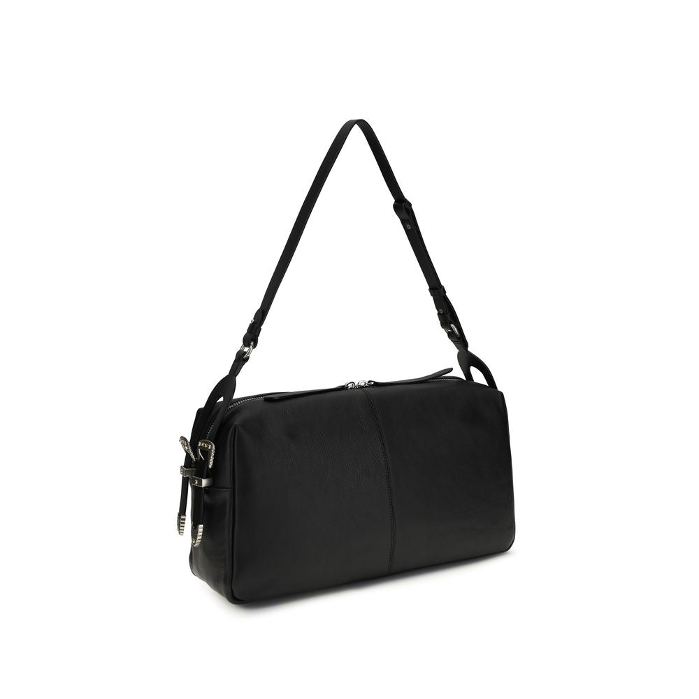 PINKO Black Calf Leather Bos Taurus Shoulder Bag PINKO