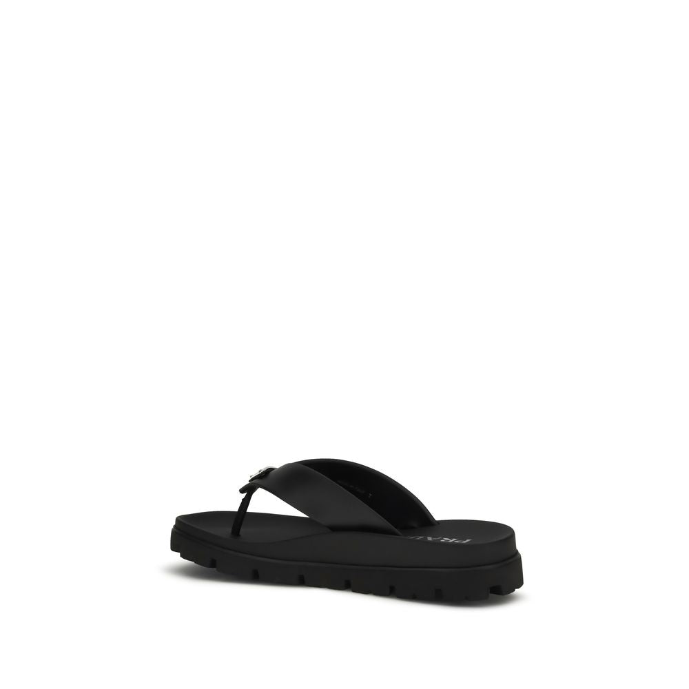 Prada Brown Calf Leather Bos Taurus Flat Sandals Prada