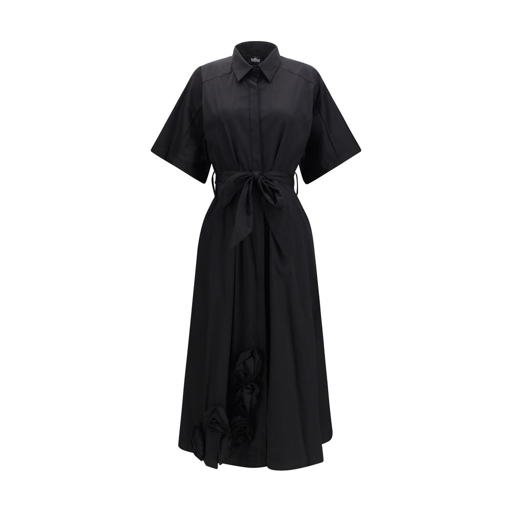 Ella Black Cotton Casual Dress Ella
