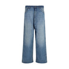 Maison Margiela blue cotton relaxed fit jeans with classic five-pocket design and subtle branding details.