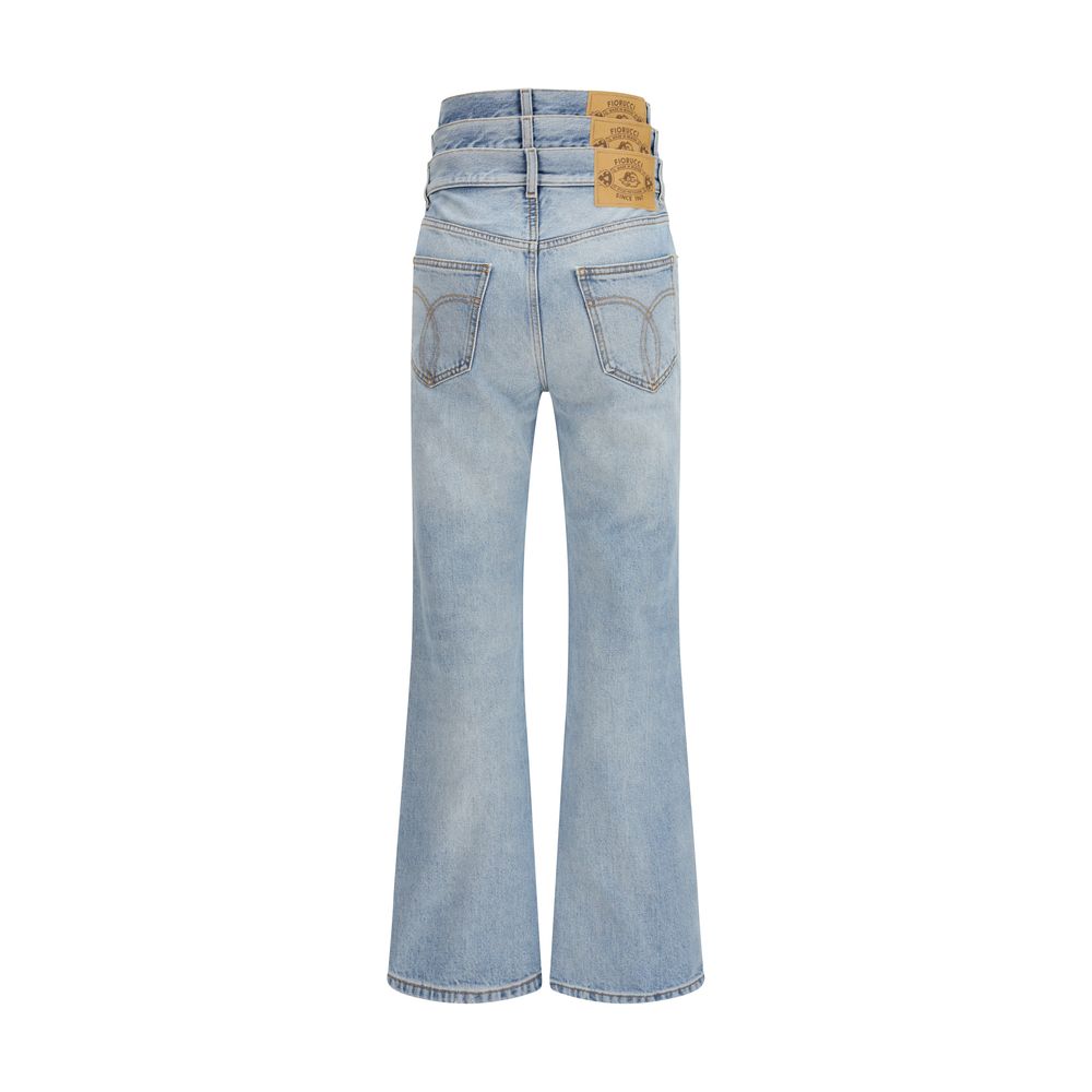 Fiorucci Blue Cotton Flared Jeans Fiorucci