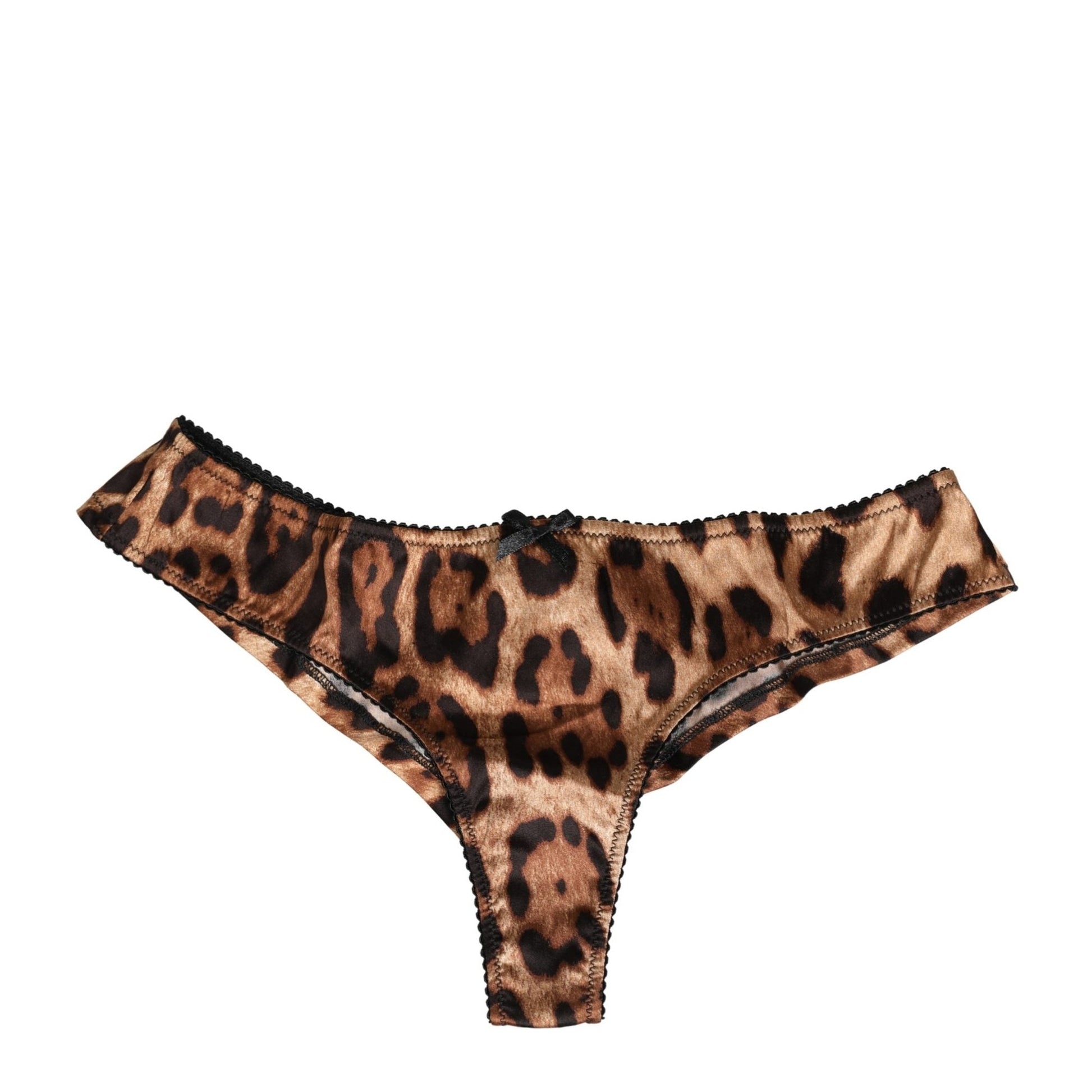 Dolce & Gabbana Black Brown Leopard Mid Waist Brief Panty Underwear