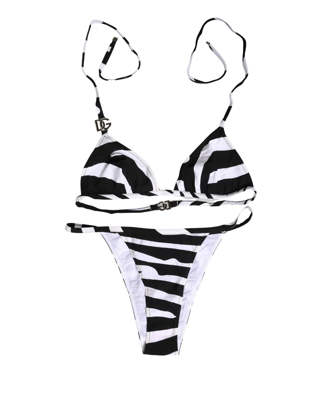 Dolce & Gabbana Black White Zebra Bikini Top Bottom Swimwear - Eljoys Fashion 