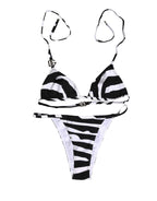 Dolce & Gabbana Black White Zebra Bikini Top Bottom Swimwear - Eljoys Fashion 
